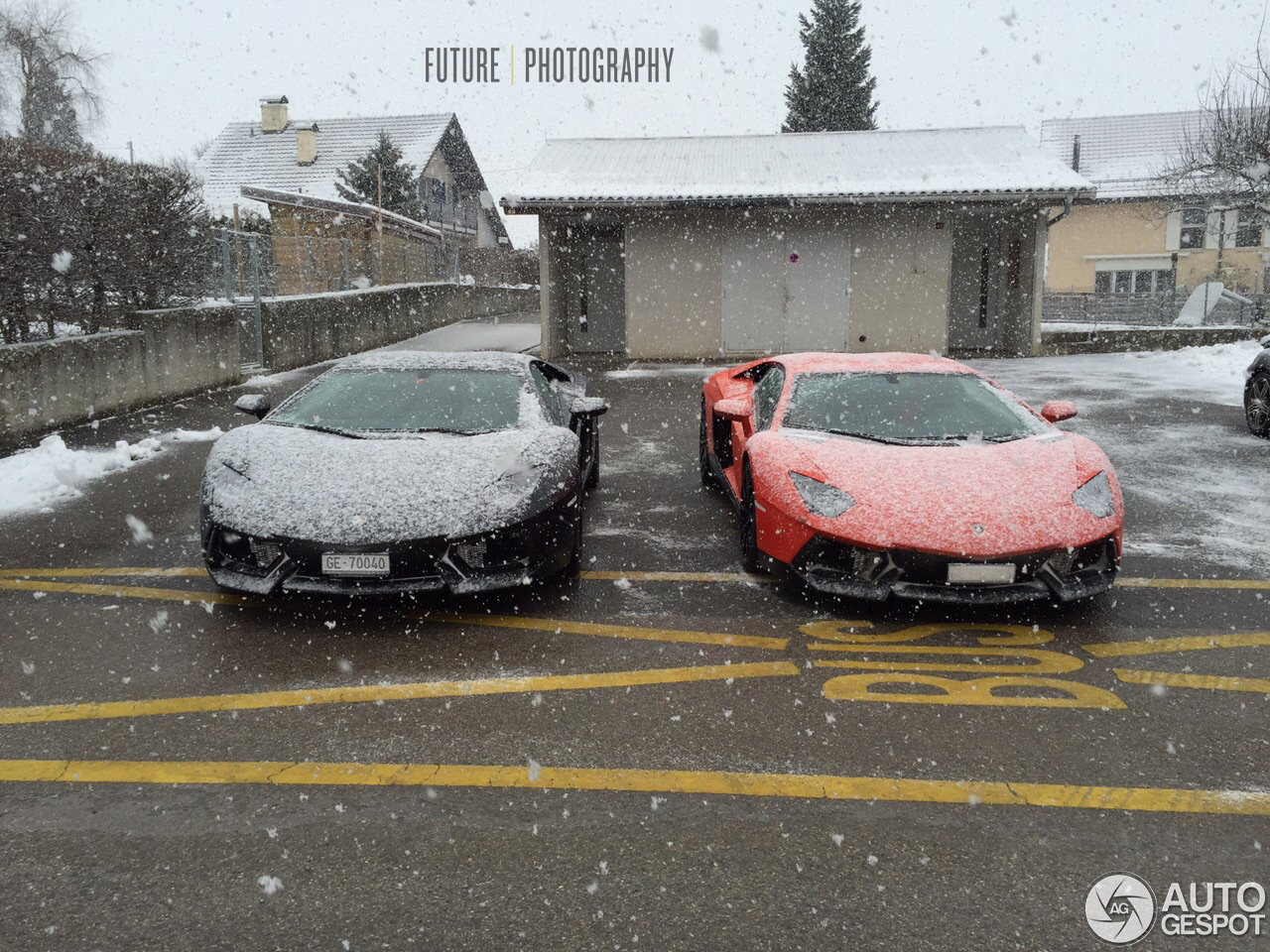 Lamborghini's zoeken de sneeuw op in Zwitserland