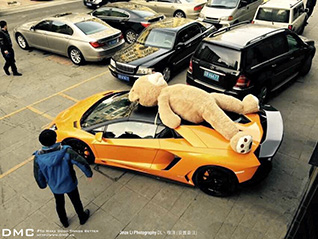 Eigenaar gooit teddybeer op zijn Lamborghini