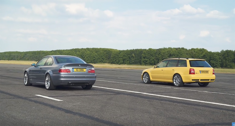 Dragrace: Audi RS4 Avant tegen BMW M3 E46 CSL