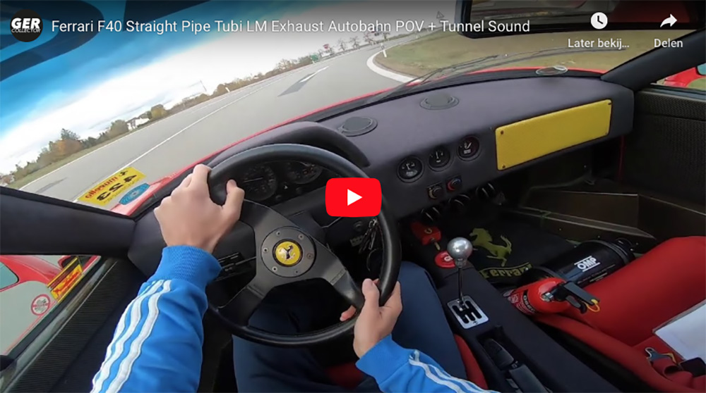 Filmpje: Ferrari F40 met straight pipes jaagt over de autobahn