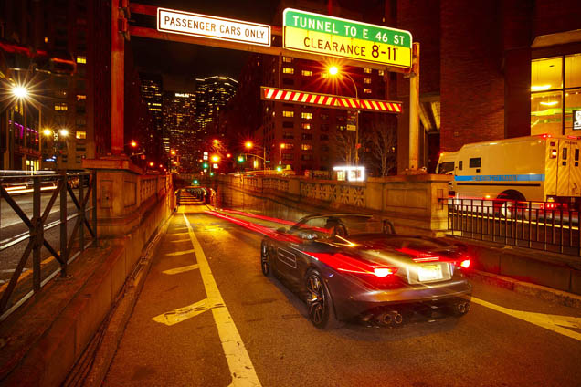 Jaguar F-TYPE SVR geeft concert in Park Avenue tunnel