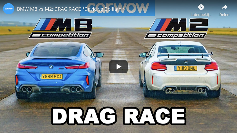 Filmpje: BMW M8 Competition neemt het op tegen M2 Competition