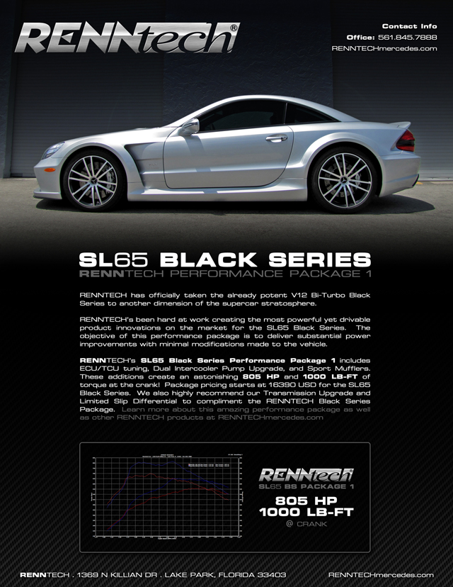 RENNTECH pompt 816 pk uit Mercedes-Benz SL 65 AMG Black Series