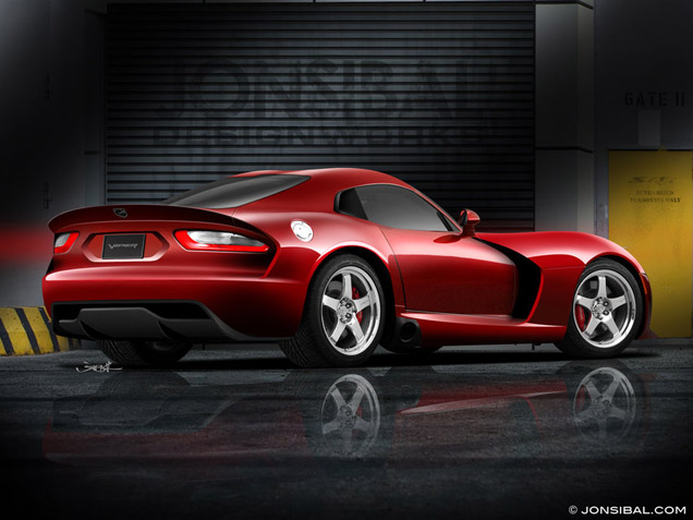 Nog een rendering: de achterzijde van de nieuwe Dodge Viper SRT-10 2013