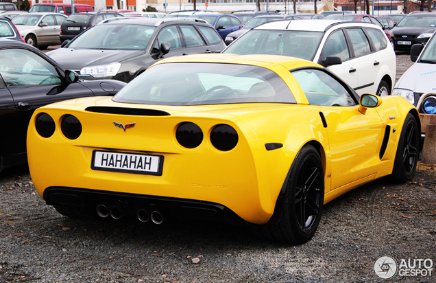Chevrolet Corvette C6 Z06 with a funny license plate