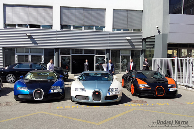 Gespot: Bugatti-trio in Praag 