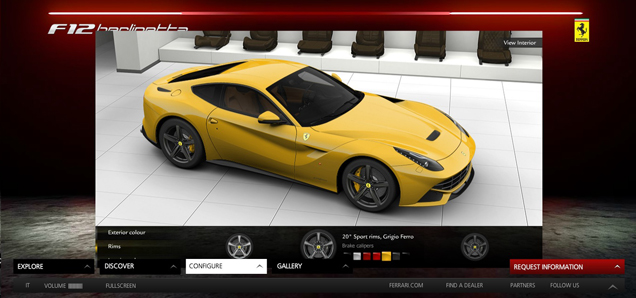 The new Ferrari F12berlinetta configurator