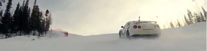 Team Ice Ricers take a Nissan GT-R onto the ski slopes