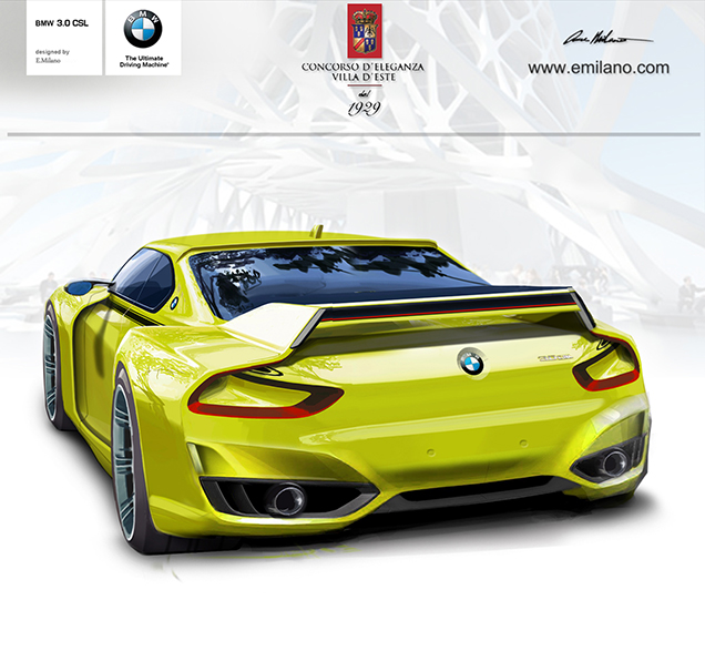E.Milano tekent BMW 3.0 CSL Hommage