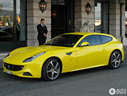 Beautiful yellow Ferrari FF is shining in Geneva