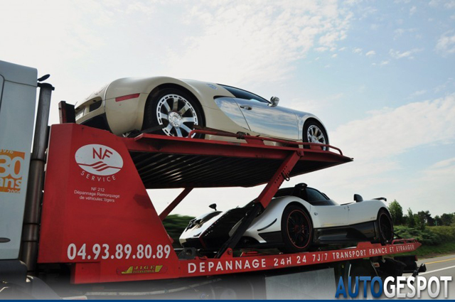 Supercombo: Bugatti Veyron 16.4 Centenaire en Pagani Zonda Cinque Roadster