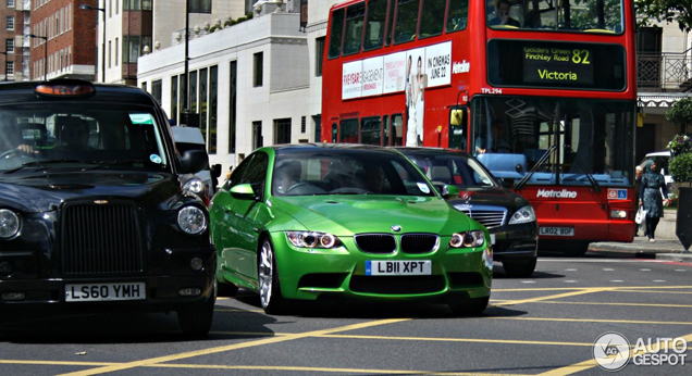 Une BMW M3 E92 Coupé couleur Java Green