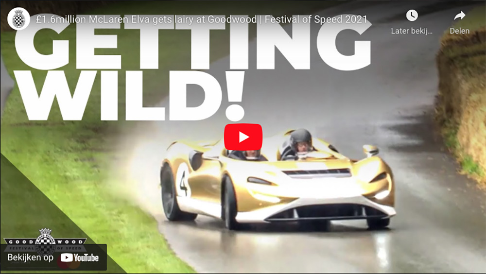 Filmpje: McLaren Elva laat niet met zich sollen op een nat Goodwood