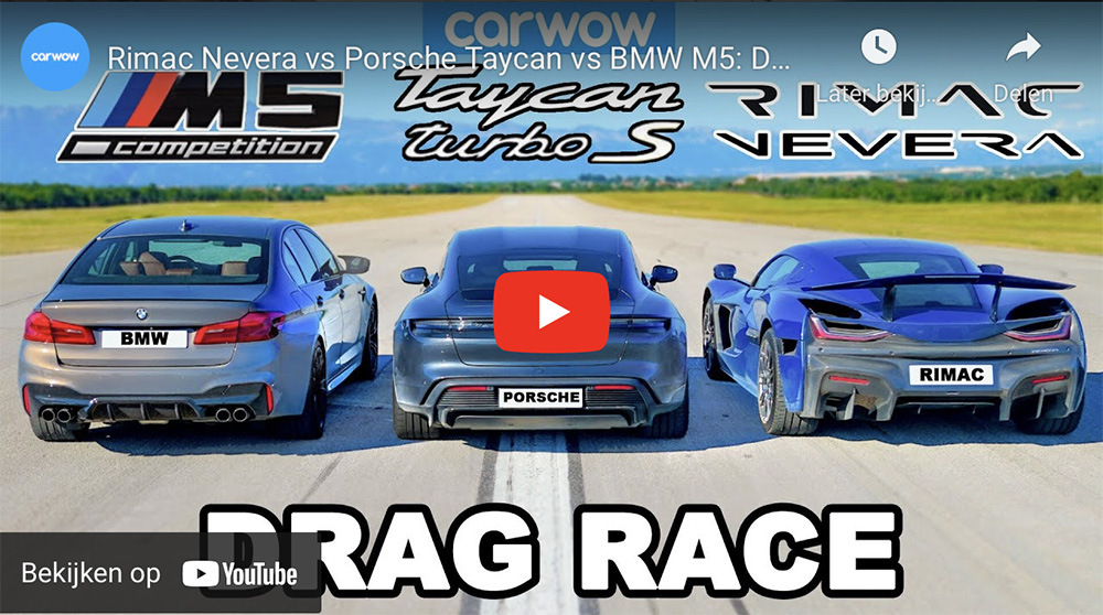 Filmpje: Rimac Nevera mag het nu opnemen tegen Porsche Taycan en BMW M5