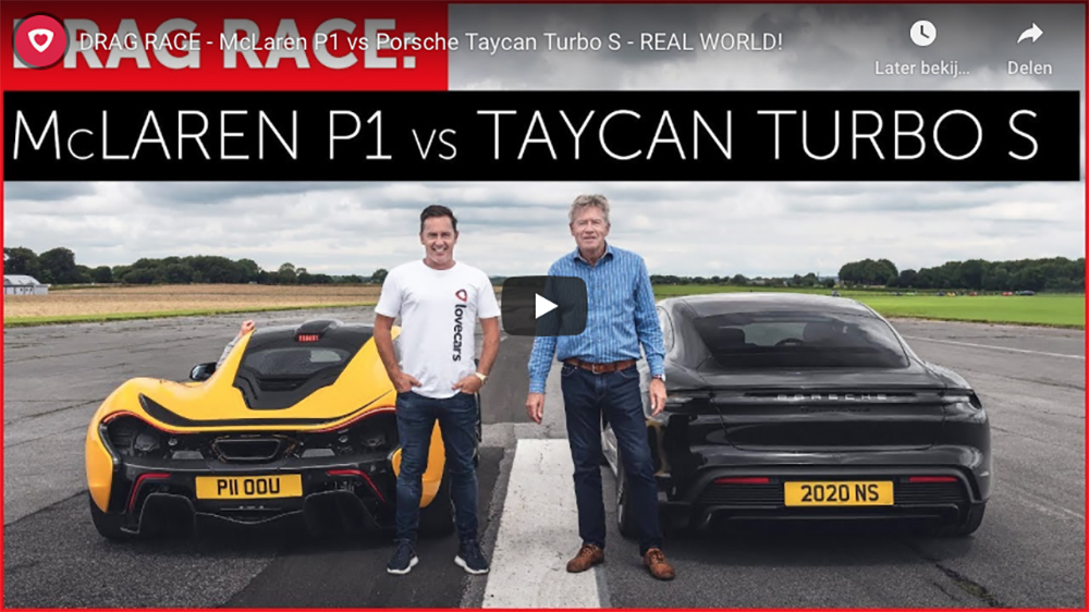 Filmpje: Porsche Taycan Turbo S tegen McLaren P1