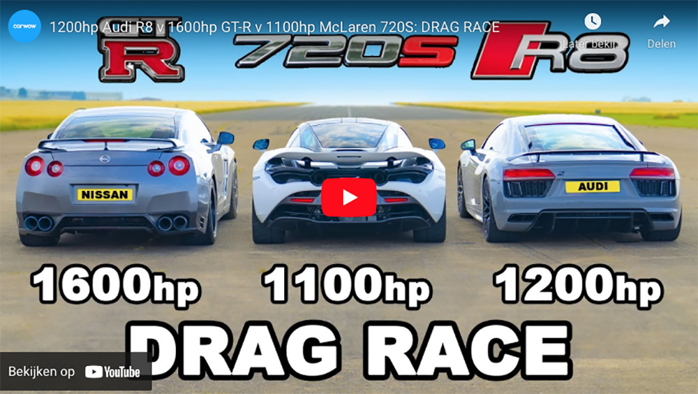 Filmpje: getunede supercars trotseren de drag strip