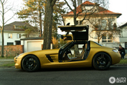 Beautiful pictures of a famous golden SLS AMG