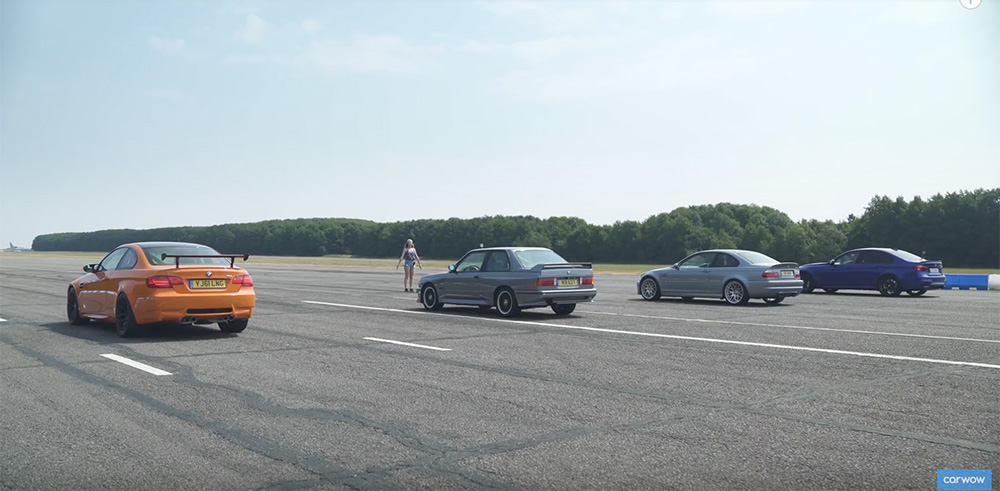 Filmpje: BMW M3's van alle generaties nemen het tegen elkaar op