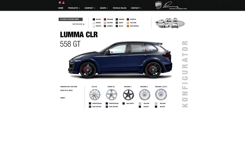 Online knutselen met Lumma-Design configurator voor de CLR 558 GT 