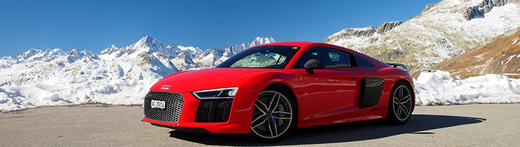 Photoshoot: new Audi R8 V10 Plus in the Swiss Alps