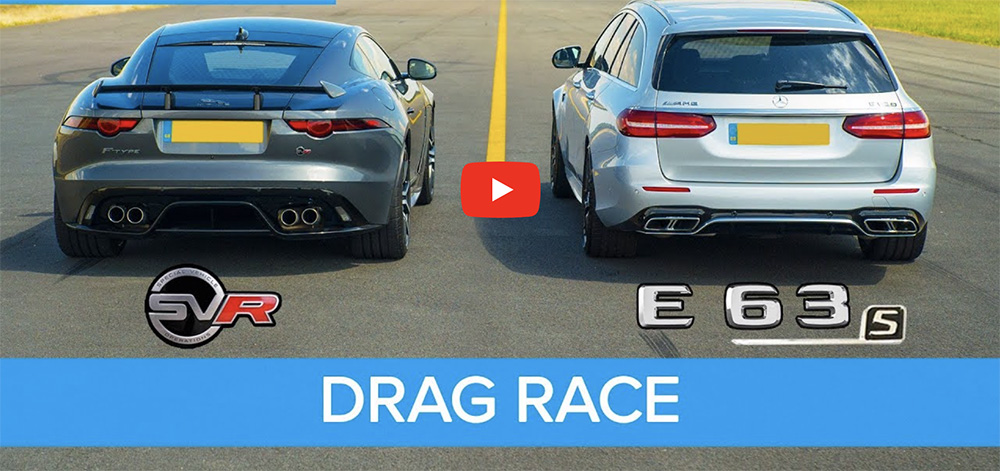 Filmpje: drag race Jaguar F-TYPE SVR tegen Mercedes-AMG E 63 S Estate