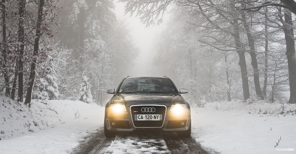 Fotoshoot: Audi RS4 B7 Avant in de sneeuw