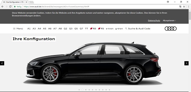 Duitse configurator van de Audi RS4 staat online