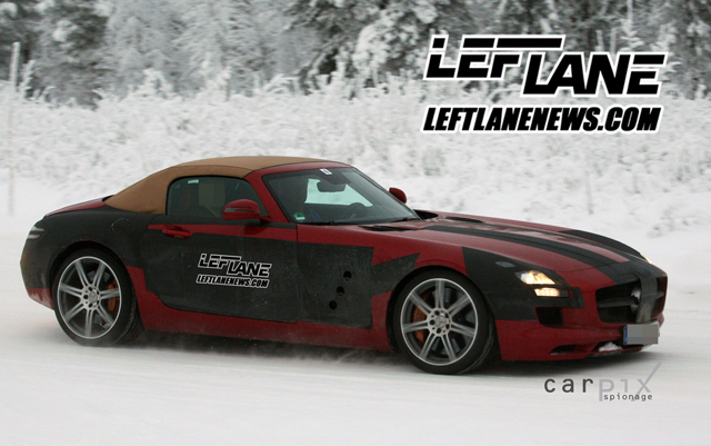 Spyshots: Mercedes-Benz test SLS AMG Cabriolet in de sneeuw