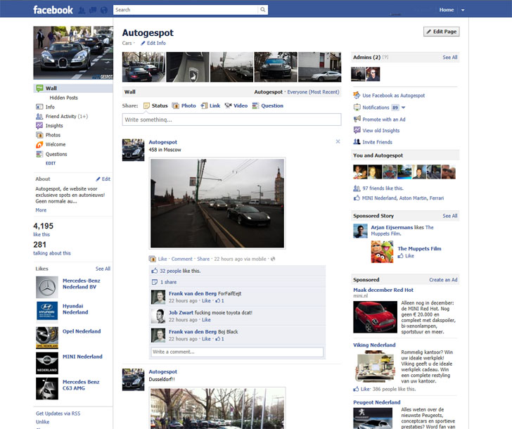 Autogespot op de social media